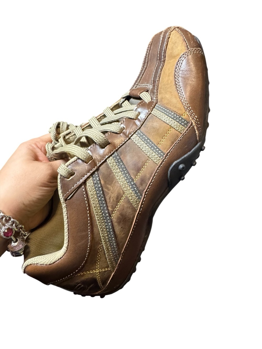 Skechers City Walk Brown Leather Casual Lace-Up Sneakers Y2K Mens Size 10 - Picture 9 of 12